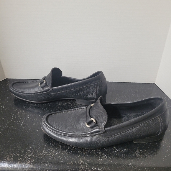 Sandrino Black Leather Horse Bit Loafers - Picture 3 of 8